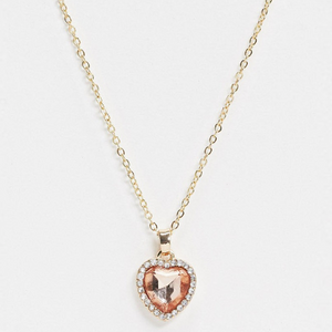Pink Heart Jewel Pendant Necklace