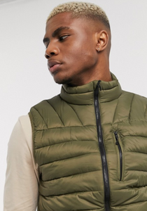 Army Green Padded Zip-Up Vest