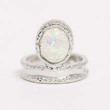 Load image into Gallery viewer, Silver-Tone Ring with Faux Opal Stone
