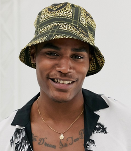 Chain and Leopard Print Bucket Hat