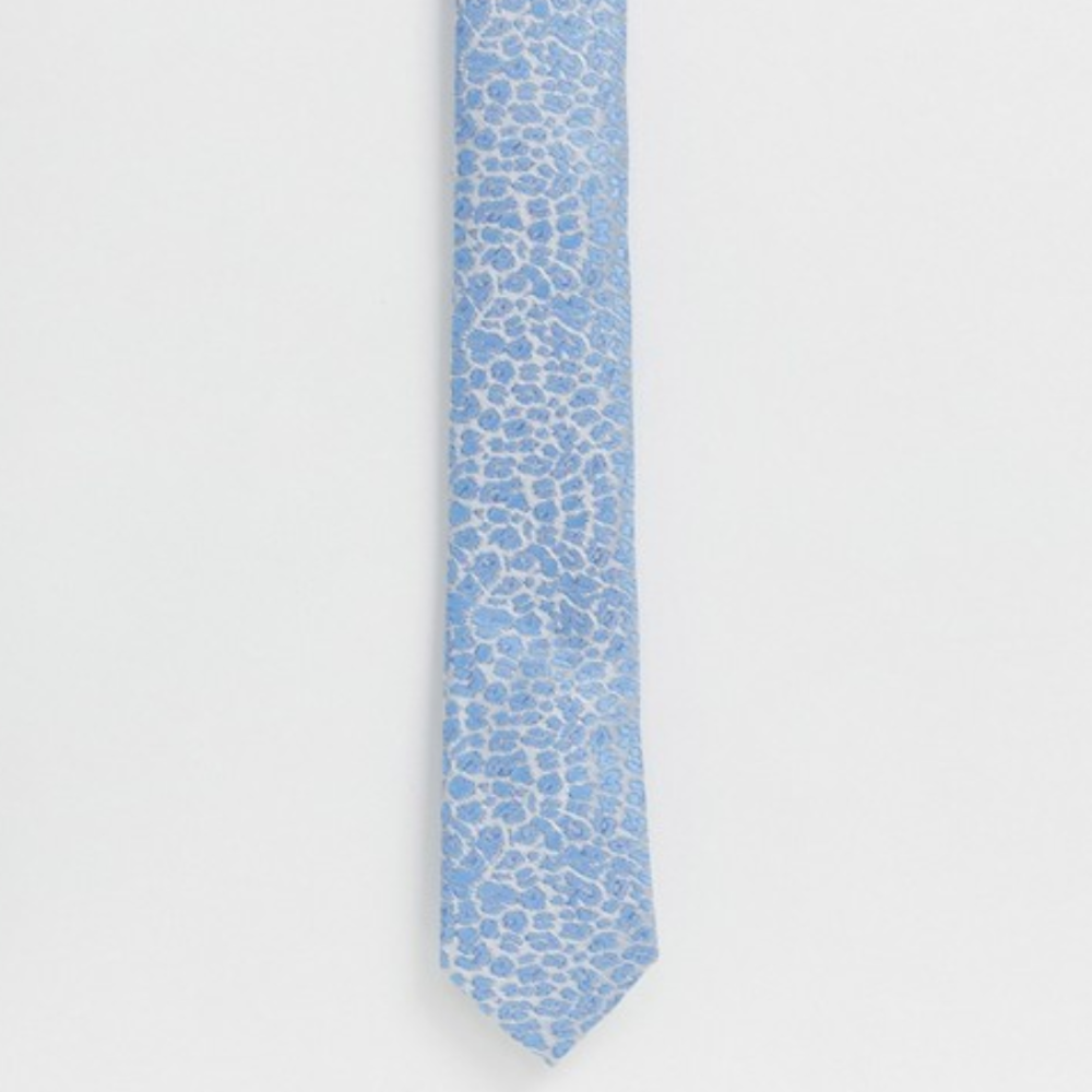 Blue Leopard Print Tie