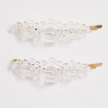 Load image into Gallery viewer, Gold-Tone Hairclips with Clear Beads 2-Pack
