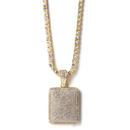 Square Pendant with Gold-Tone Chain