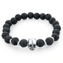 Load image into Gallery viewer, Lava Stone Skull Bracelet
