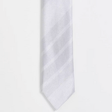 Load image into Gallery viewer, Striped Gray Satin Tie

