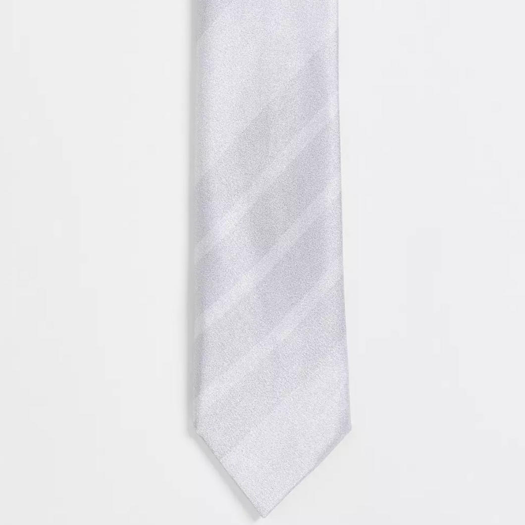 Striped Gray Satin Tie
