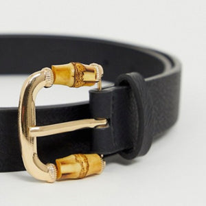 Black Belt with Bamboo Detail Buckle