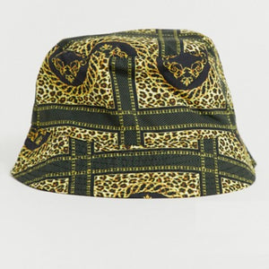 Chain and Leopard Print Bucket Hat