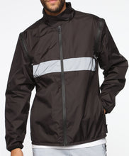 Load image into Gallery viewer, Black Reflective Jacket with Detachable Sleeves
