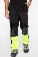 Load image into Gallery viewer, Black and Neon Yellow Joggers
