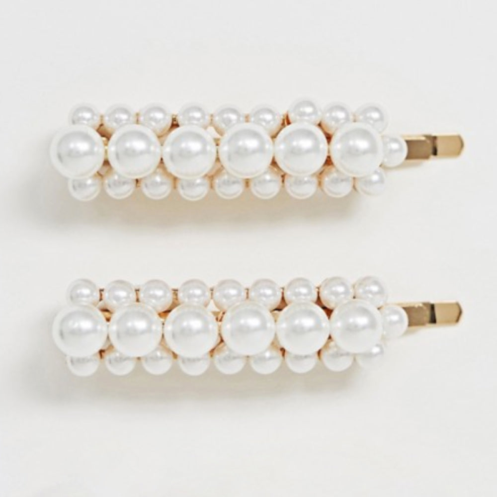 Oversized Faux Pearl Hairclips 2-Pack