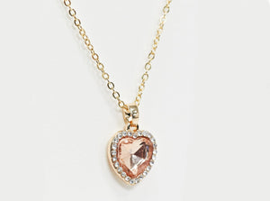 Pink Heart Jewel Pendant Necklace