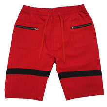 Load image into Gallery viewer, Red Black Drawstring Shorts with Zip Pockets
