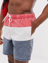 Load image into Gallery viewer, Red White &amp; Blue Acid Washed Swim Shorts

