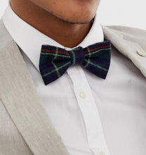 Load image into Gallery viewer, Navy Plaid Bow Tie
